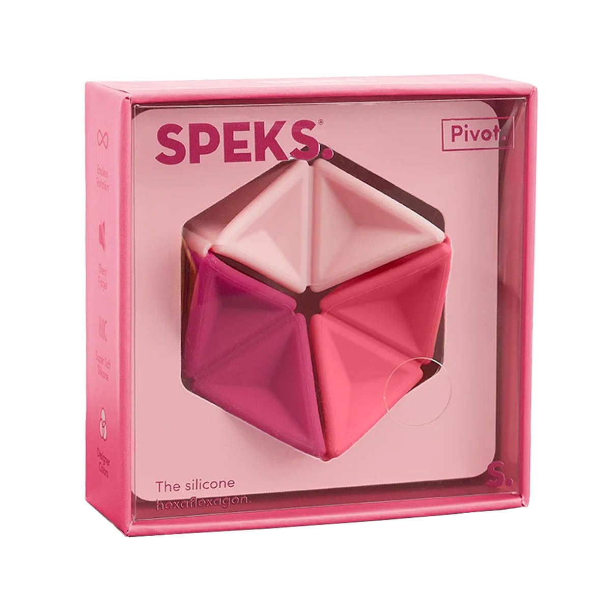 Speks pivot silicone flexagon fidget toy pink